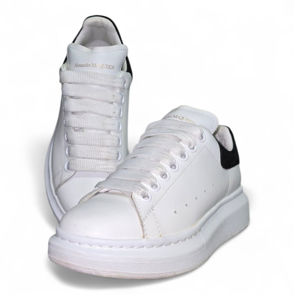 Alexander McQueen White and Black Lace-Up Sneakers